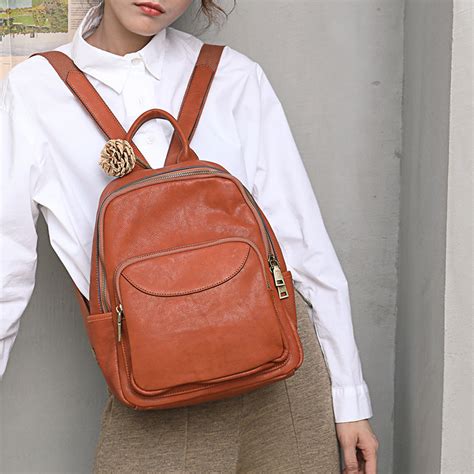 Real Leather Backpack Purse 